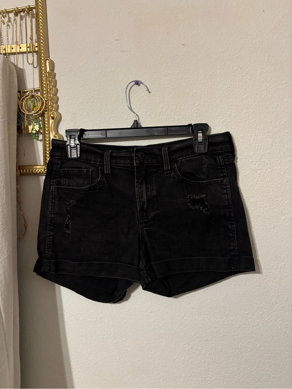Old Navy Black Distressed Denim Shorts